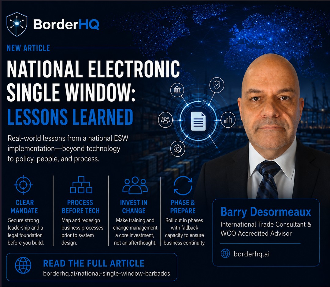 National Electronic Single Window: Lessons Learned — real-world lessons from a national ESW implementation, Barry Desormeaux, BorderHQ