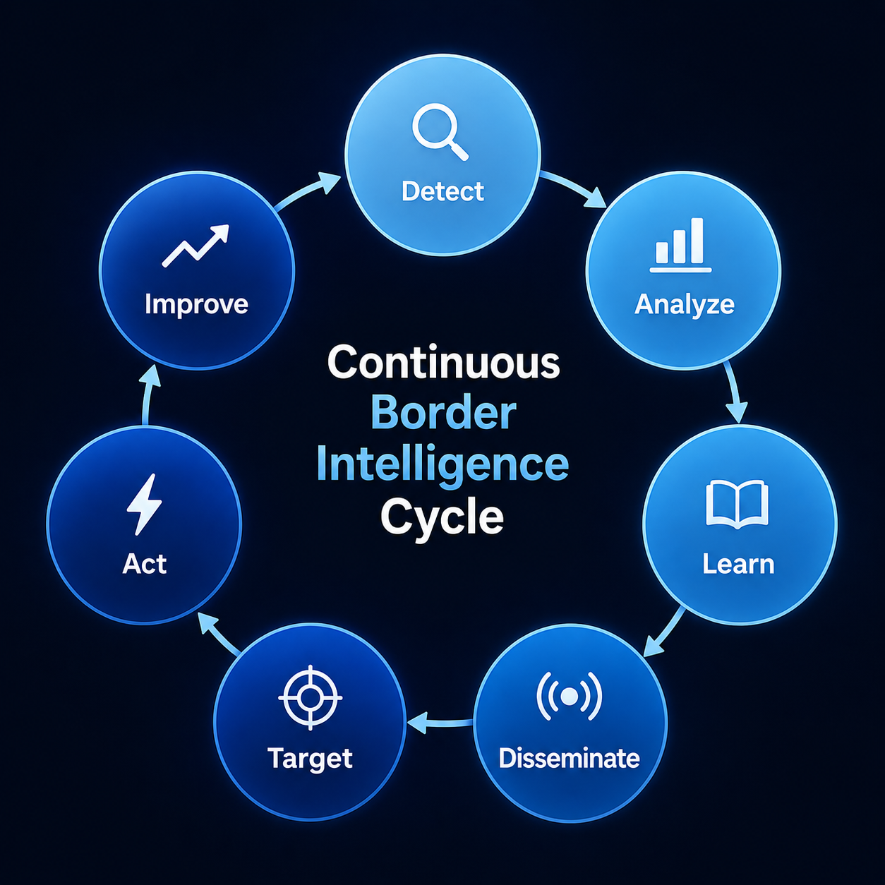 Continuous Border Intelligence Cycle: Detect, Analyze, Learn, Disseminate, Target, Act, Improve